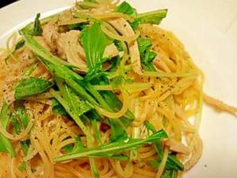 鶏ハムで☆柚子こしょう風味のパスタ